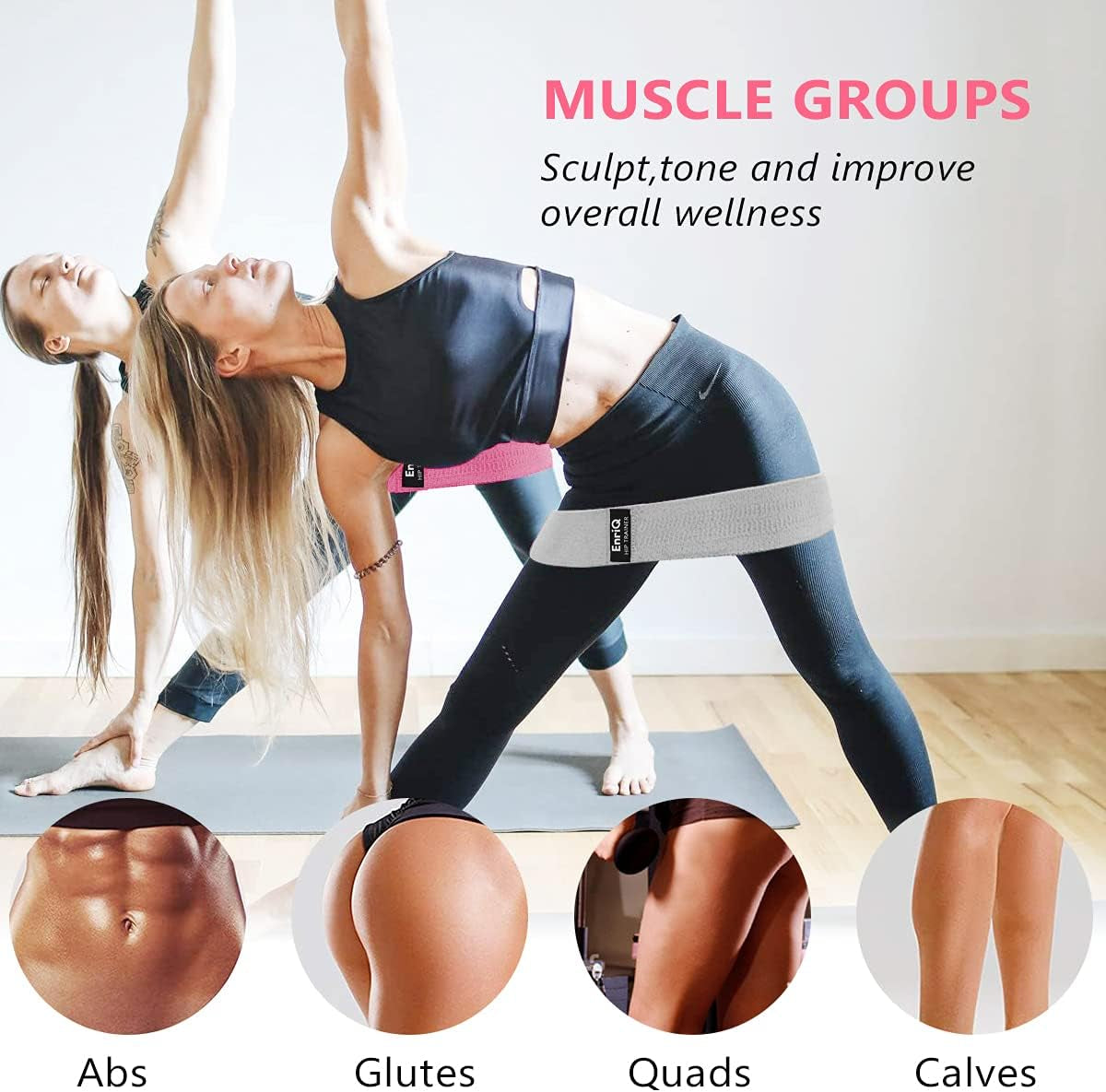 Booty Bands Fabric Resistance Bands for Legs and Butt - Non Slip Cloth Hip Bands Elastic Workout Bands - Activate Glutes and Thighs - Made of Premium Elastic Fabric