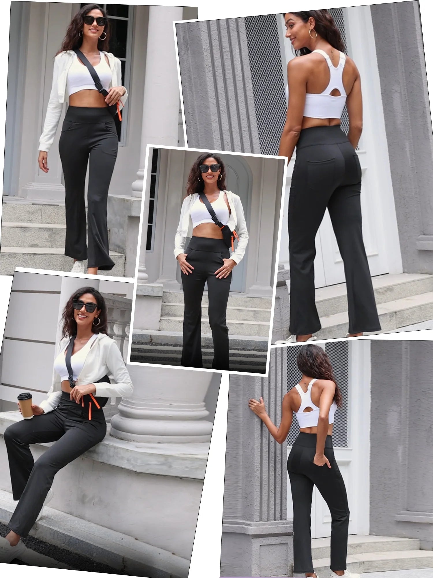Womens Yoga Pants Flare Legging with Pockets Bootcut High Waist Lightweight Bottoms Workout Activewear Green XL