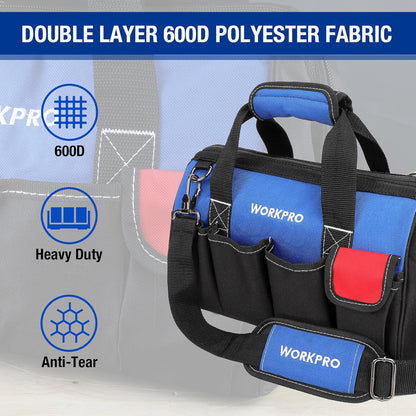 14-Inch Tool Bag, Multi-Pocket Tool Organizer with Adjustable Shoulder Strap