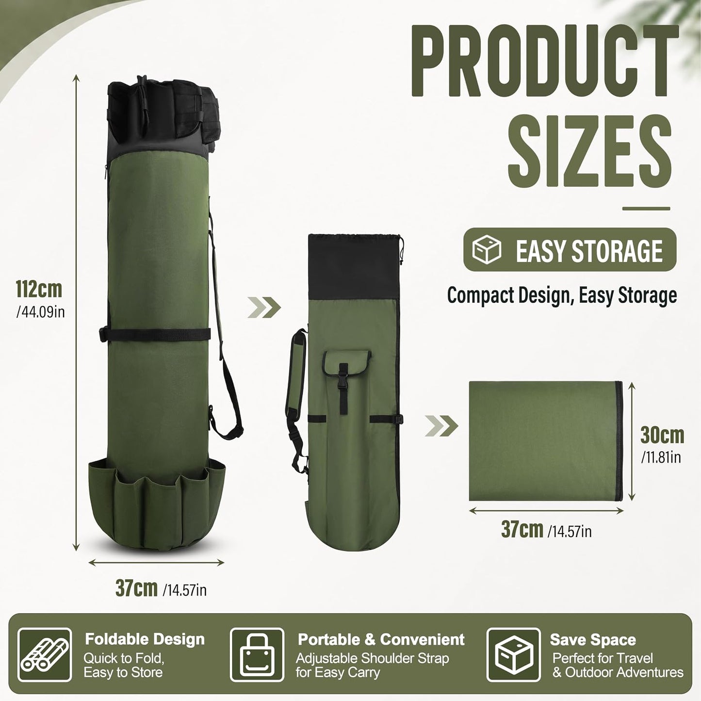 Fishing Rod Bag Pole Holder, Portable Fishing Rod Case Carrier Canvas Pole Storage Bag Travel Carry Case Waterproof Fishing Tackle Gear Organizer