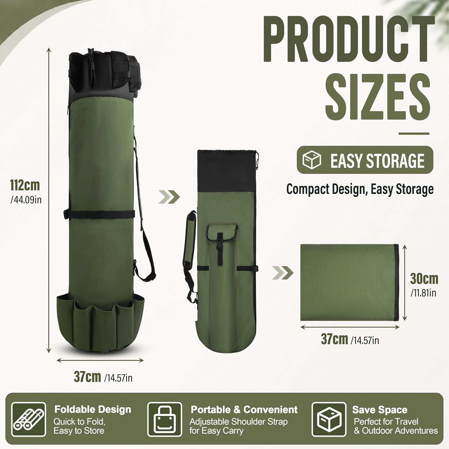 Fishing Rod Bag Pole Holder, Portable Fishing Rod Case Carrier Canvas Pole Storage Bag Travel Carry Case Waterproof Fishing Tackle Gear Organizer