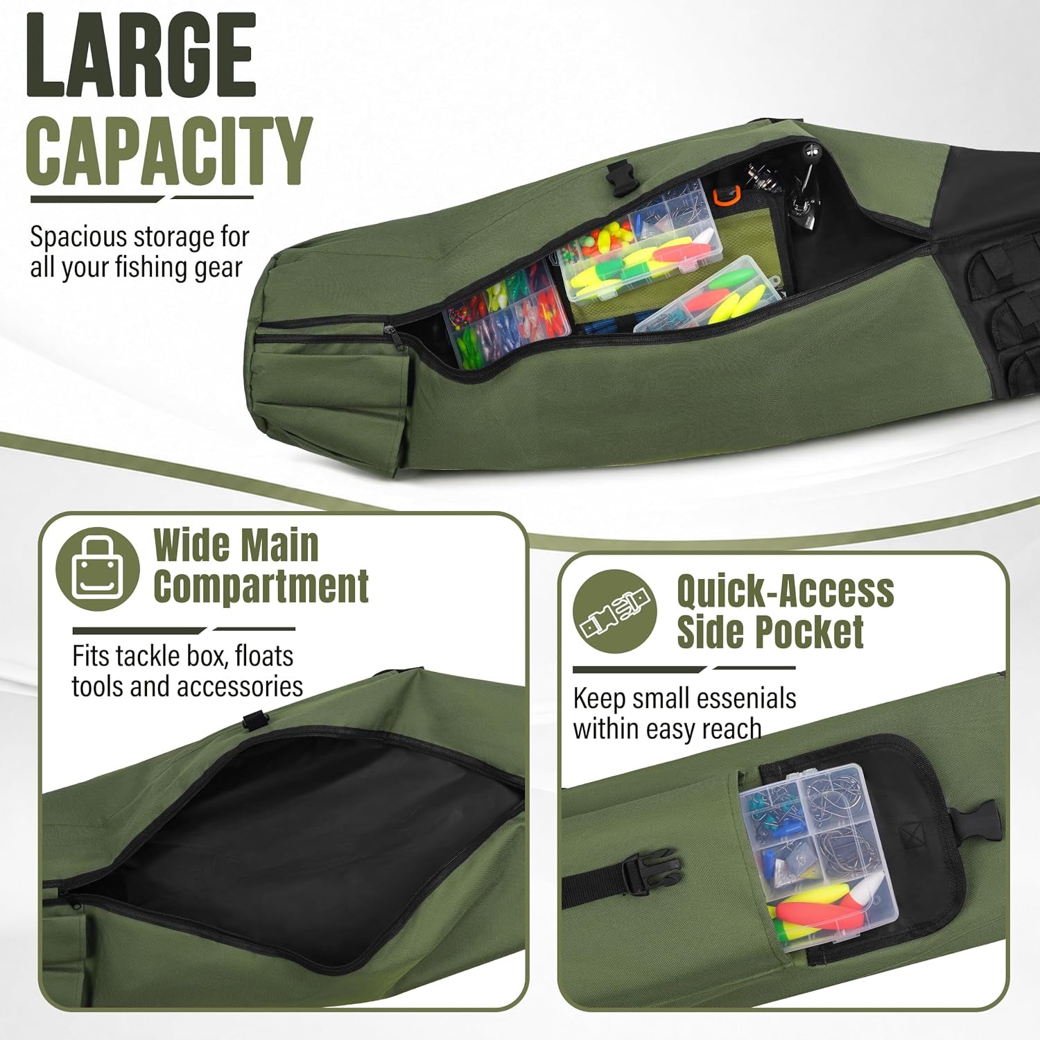 Fishing Rod Bag Pole Holder, Portable Fishing Rod Case Carrier Canvas Pole Storage Bag Travel Carry Case Waterproof Fishing Tackle Gear Organizer