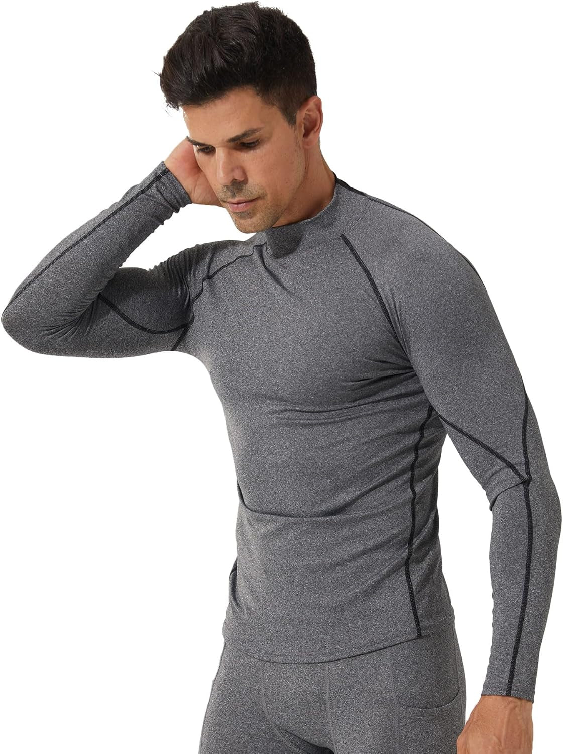 Mens Mock Turtleneck Compression Shirts Long Sleeve Workout Tops