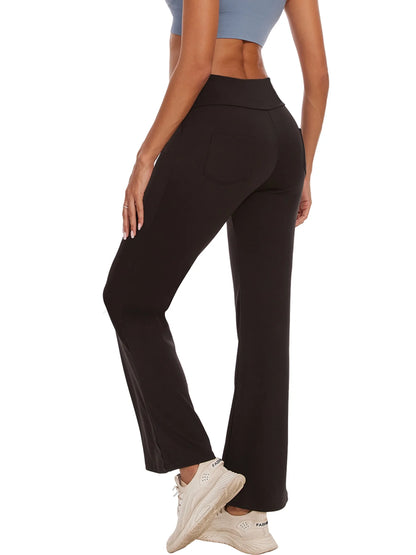 Womens Yoga Pants Flare Legging with Pockets Bootcut High Waist Lightweight Bottoms Workout Activewear Gray 2XL