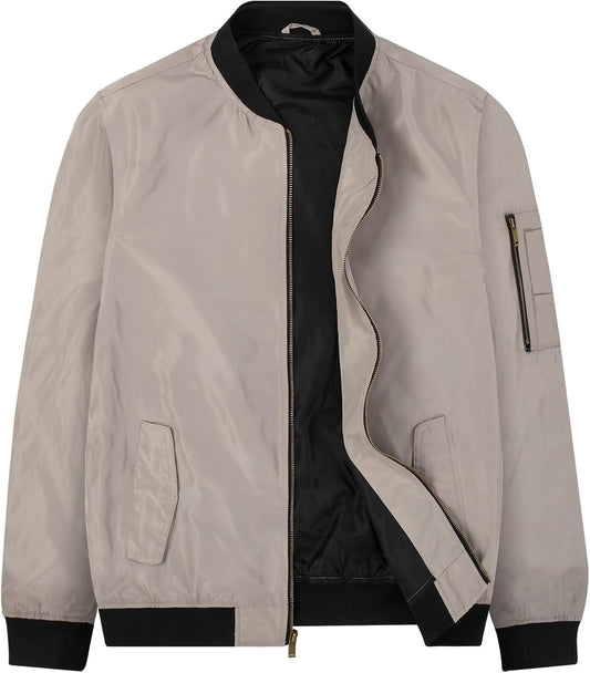 Mens Bomber Jacket Slim Fit Casual Windproof Lightweight Jackets