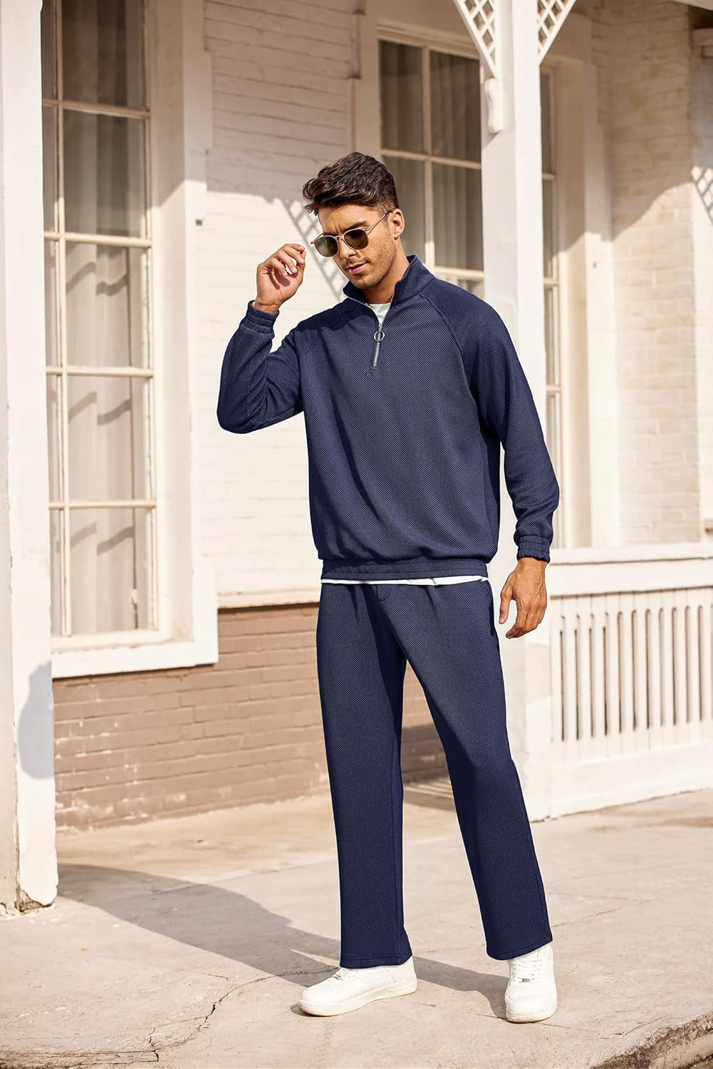 Men'S Tracksuit 2 Piece Waffle Hoodie Sweatsuits Sets Athletic Jogging Suits with Pocket