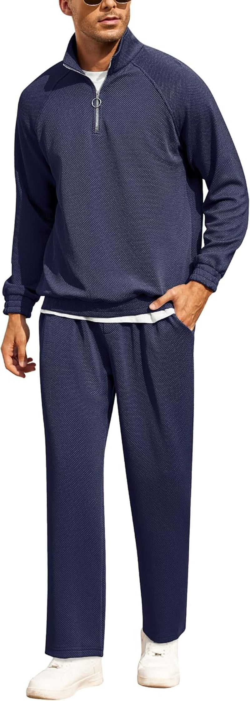 Men'S Tracksuit 2 Piece Waffle Hoodie Sweatsuits Sets Athletic Jogging Suits with Pocket