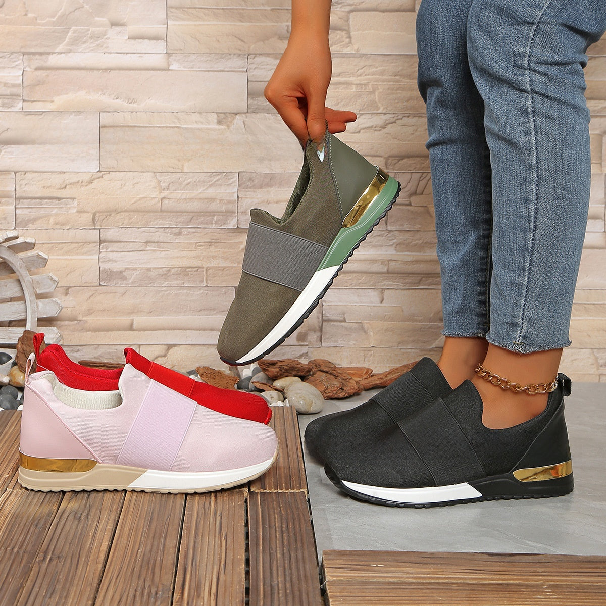 Mesh-woven sporty casual women's shoes