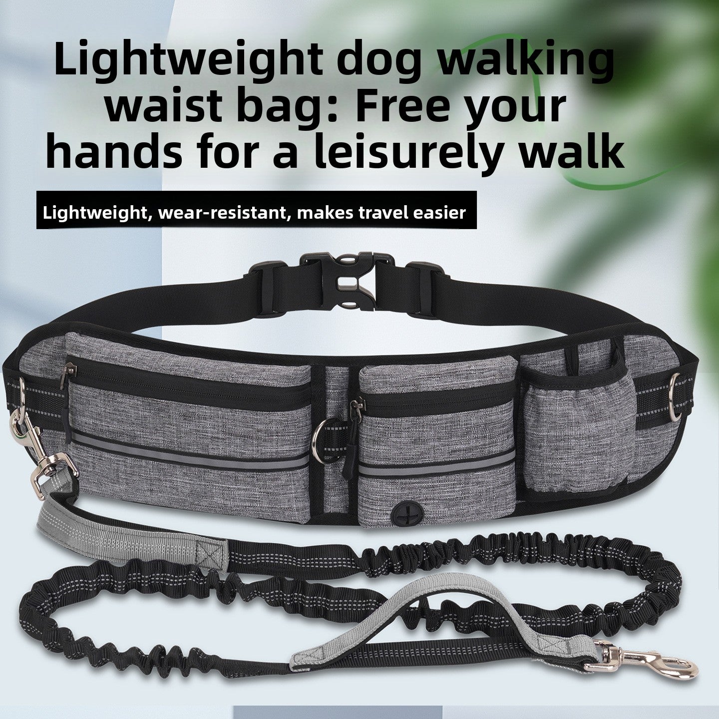 Adjustable Dog Walking Sports Waist Bag with Leash
