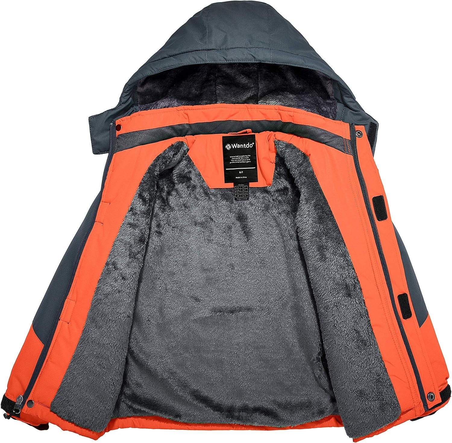 Boy'S Waterproof Ski Jacket Fleece Snowboarding Jackets Warm Thick Winter Coat Hooded Raincoats