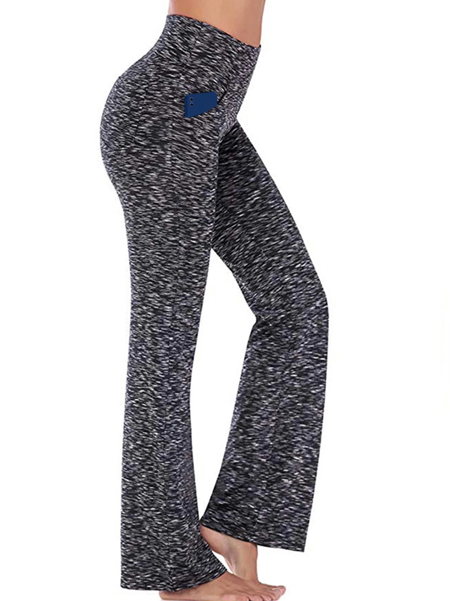 Womens Yoga Pants Flare Legging with Pockets Bootcut High Waist Lightweight Bottoms Workout Activewear Gray 2XL