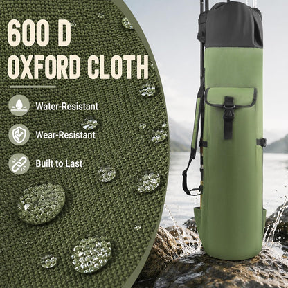 Fishing Rod Bag Pole Holder, Portable Fishing Rod Case Carrier Canvas Pole Storage Bag Travel Carry Case Waterproof Fishing Tackle Gear Organizer