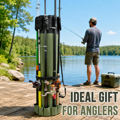 Fishing Rod Bag Pole Holder, Portable Fishing Rod Case Carrier Canvas Pole Storage Bag Travel Carry Case Waterproof Fishing Tackle Gear Organizer