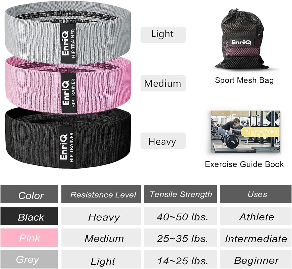 Booty Bands Fabric Resistance Bands for Legs and Butt - Non Slip Cloth Hip Bands Elastic Workout Bands - Activate Glutes and Thighs - Made of Premium Elastic Fabric