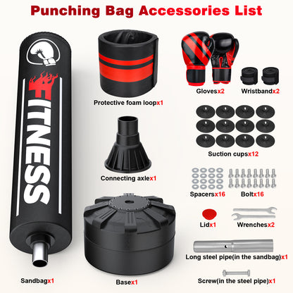 Indoor Freestanding Punching Bag for Adult Teens,70" -180Lbs Heavy Duty Fitness Training Bag with Suction Cup Base for MMA Muay Thai Fitness