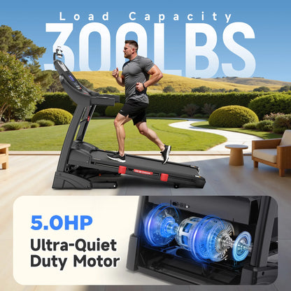 4.5HP Folding Treadmill for Home with 15 Auto Incline, Smart APP, 300Lbs, Hifi Bluetooth Speakers, 64 Programs, 10MPH Speed, Foldable Eletreadmill Running Machine, Knee Strap Gift