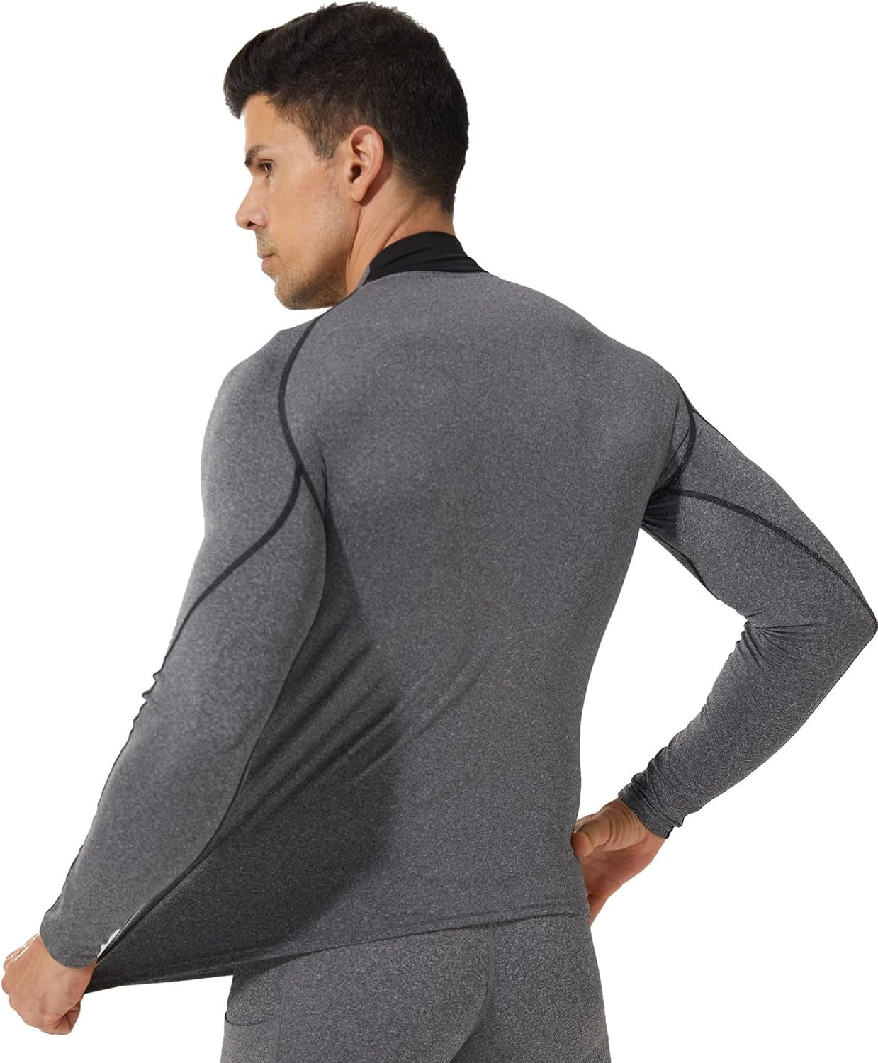 Mens Mock Turtleneck Compression Shirts Long Sleeve Workout Tops