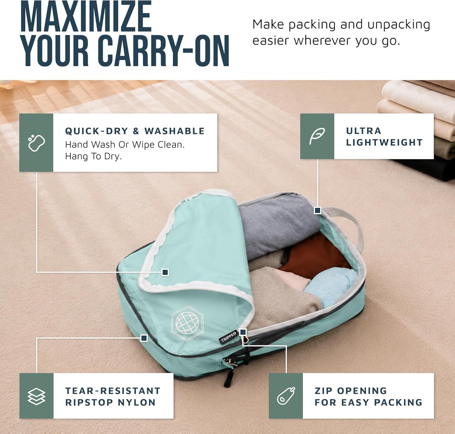 Compression Packing Cubes for Carry-On Travel 6-Pack